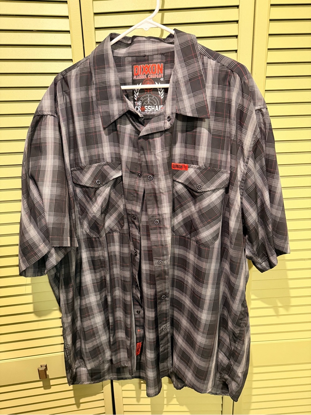 DIXXON Crosshair 4XL Men’s Gray Plaid Short-Sleeve Button-Up Shirt